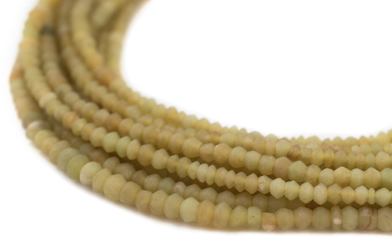 The Bead Chest Citron Yellow Afghan Jade Saucer Beads 3mm Afghanistan Green Gemstone 14 Inch Strand